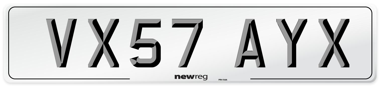 VX57 AYX Number Plate from New Reg